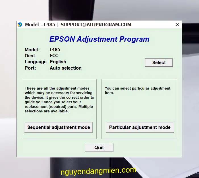 Epson L485 AdjProg