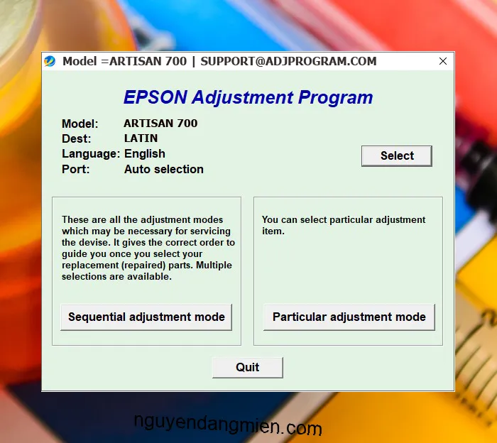 Epson Artisan 700 AdjProg