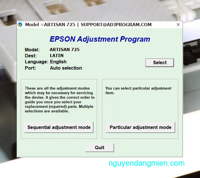 Epson Artisan 725 AdjProg