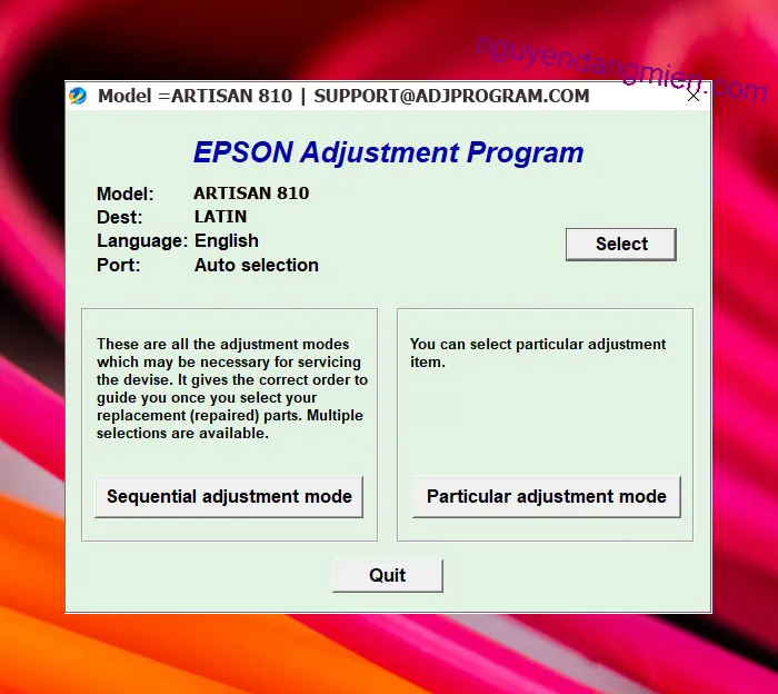 Epson Artisan 810 AdjProg