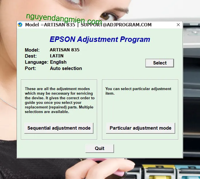 Epson Artisan 835 AdjProg