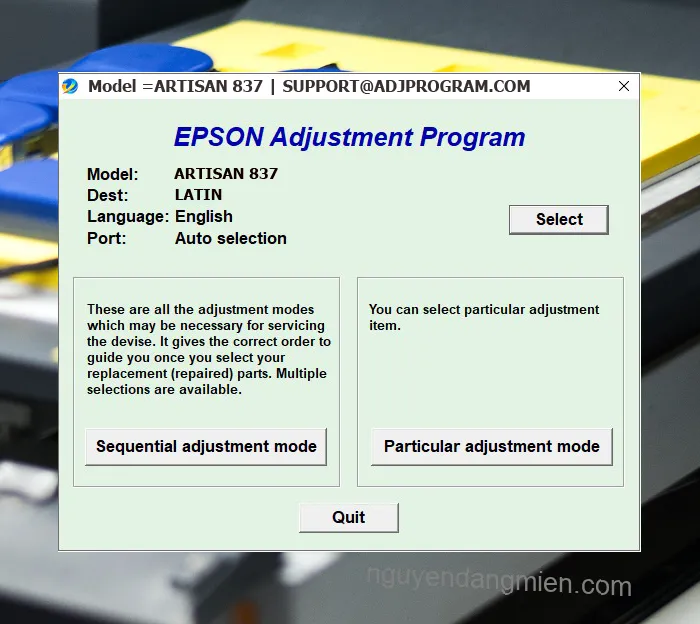 Epson Artisan 837 AdjProg