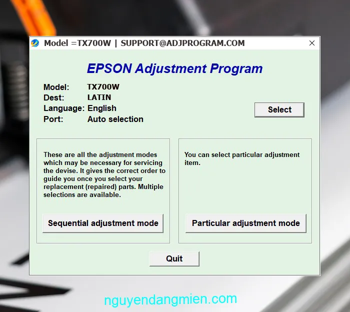 Epson Stylus Photo TX700W AdjProg