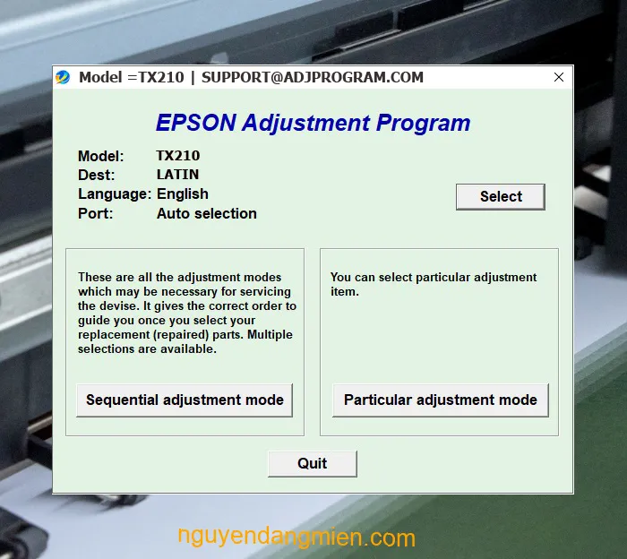 Epson Stylus TX210 AdjProg