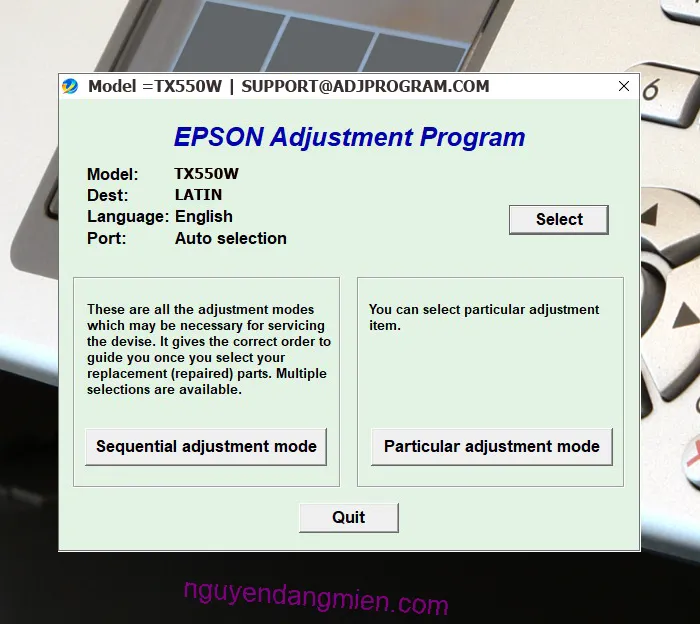 Epson Stylus TX550W AdjProg