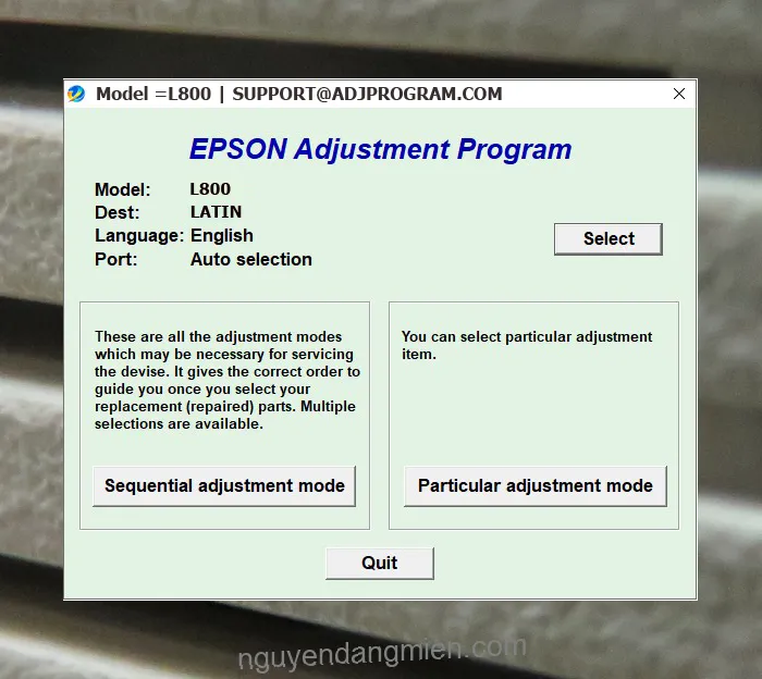 Epson L800 AdjProg