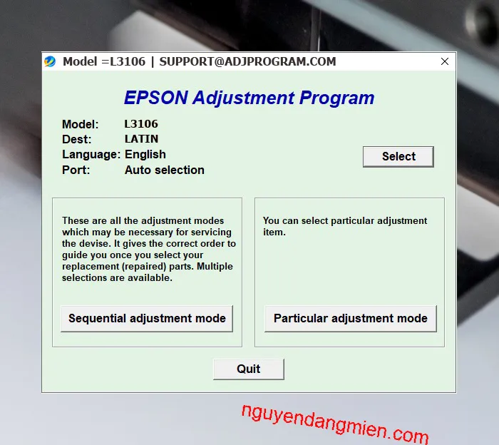 Epson L3106 AdjProg