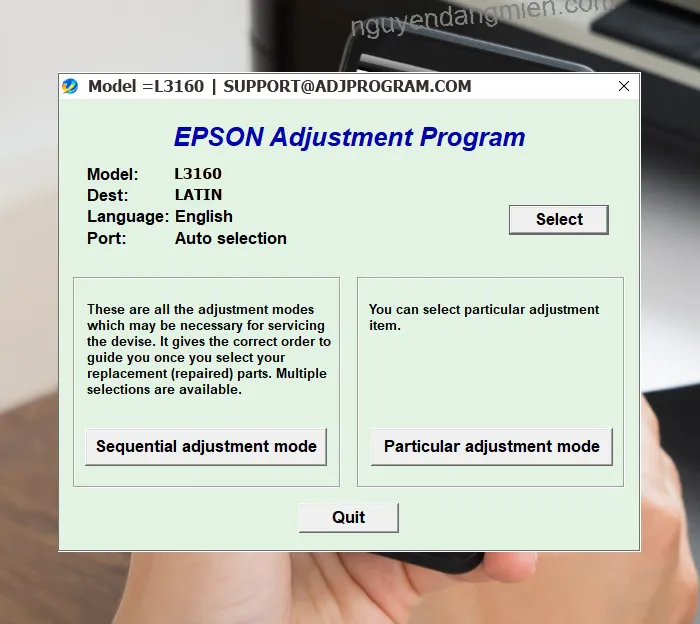 Epson L3160 AdjProg