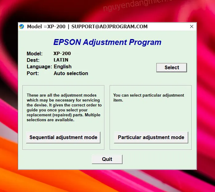Epson XP-200 AdjProg