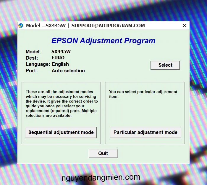Epson SX445W AdjProg