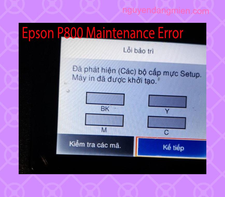 Epson P800 Lỗi Bảo Trì: Đã phát hiện (Các) bộ cấp mực Setup. Máy in đã được khởi tạo.