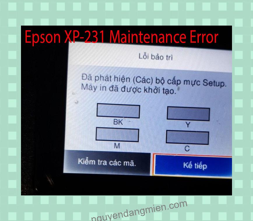 Epson XP-231 Lỗi Bảo Trì: Đã phát hiện (Các) bộ cấp mực Setup. Máy in đã được khởi tạo.