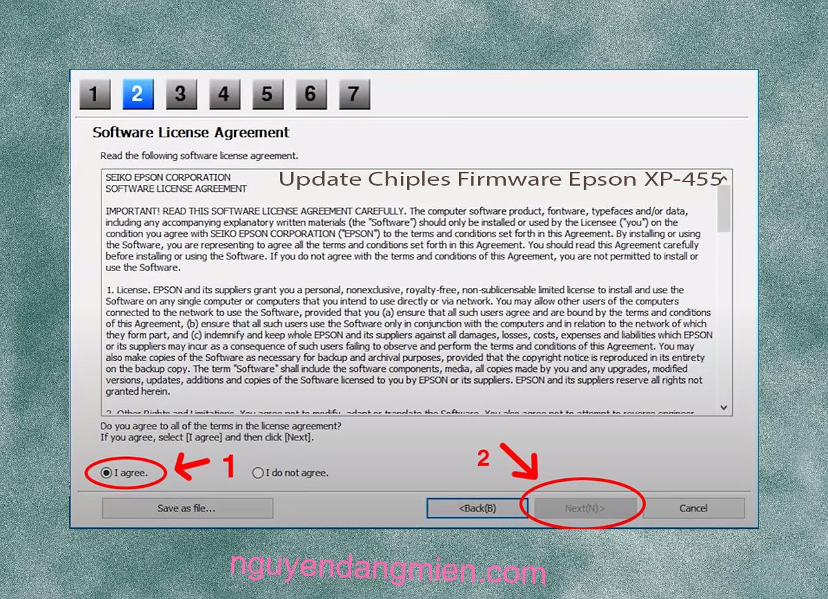 Update Chipless Firmware Epson XP-455 5