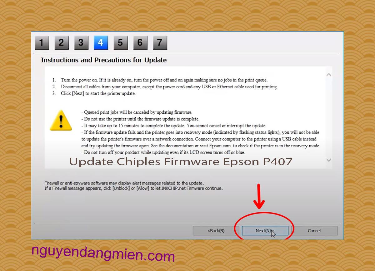 Update Chipless Firmware Epson P407 6