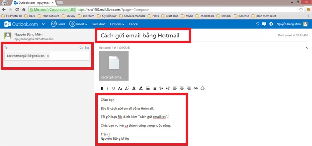 cach gui email bang hotmail buoc 3