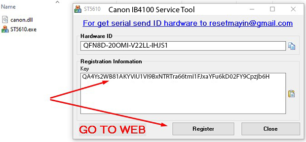 Key kích hoạt Phần mềm Reset Canon IB4100