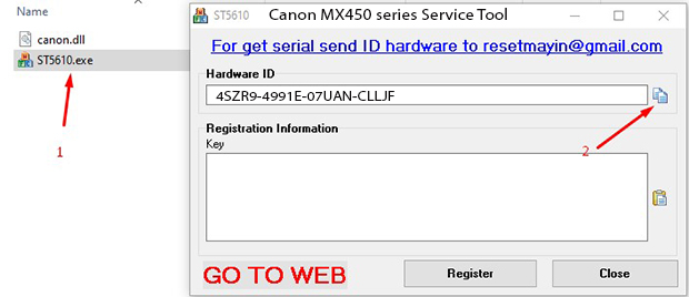 Phần mềm Reset Canon MX450 series