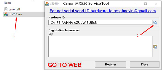 Phần mềm Reset Canon MX536