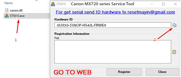 Phần mềm Reset Canon MX720 series